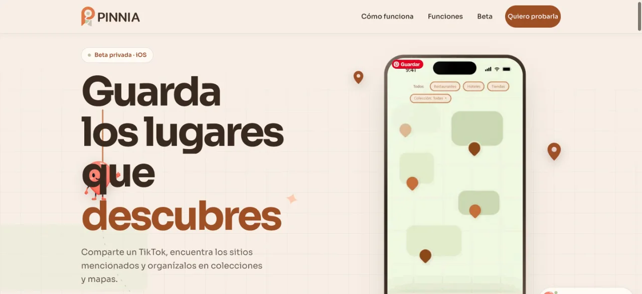Pinnia — vista de la página de inicio (pinnia.es)